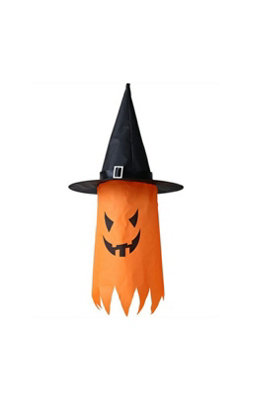 - Yellow Led Ghost Windsock Halloween Outdoor Hanging Decor