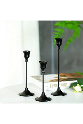  - Black Decorative Vintage Candlestick Holder Set Of 3 For Mantel