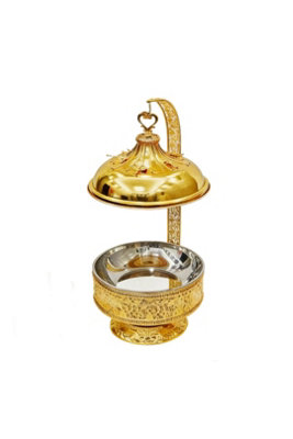 8L Buffet Banquet Chafing Dish With Lid Gold Flower Food Warmer from B&Q