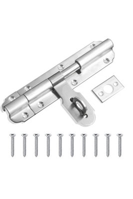 Kdmd Unisex Silver 6 Inch Stainless Steel Tower Door Barrel Slide Bolt Lock In - Image 2