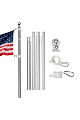  - 5Ft Heavy Duty Flag Pole Stand Holder Bracket Silver Aluminum