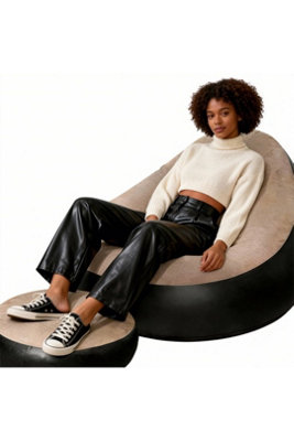 2 Piece Inflatable Lounge Chair With Foot Stool For Gaming