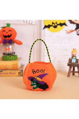 - Halloween Trick Or Treat Non Woven Candy Bag Orange Pumpkin