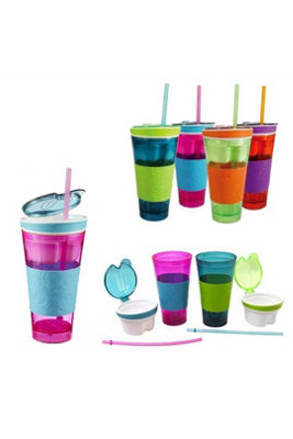  - 2 In 1 Plastic Travel Snack And Drink Cup Random Colour