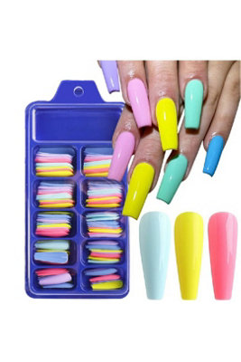  - Long Fake Acrylic False Nails Stick On Full Tips 100Pcs A