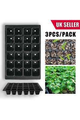  - 3Pc 24 Cell Plant Trays Seed Germination Pots Garden Inserts