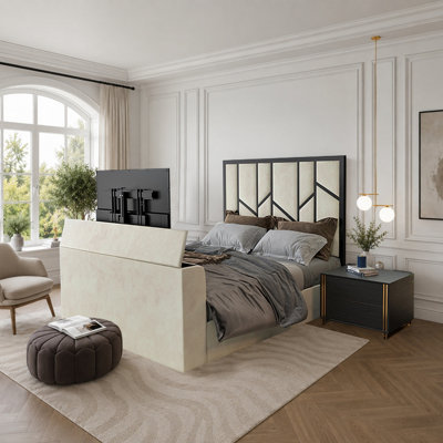  - Aldingbourne Luxe Upholstered Cream Television Bed Frame