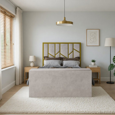  - Aldingbourne Luxe Upholstered Gold & Pebble Television Bed Frame