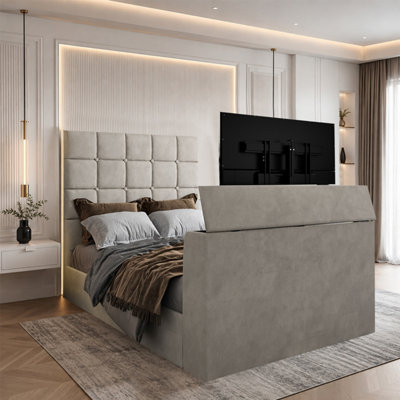  - Allostock Upholstered Pebble Tv Bed Frame