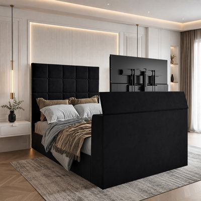  - Allostock Upholstered Black Tv Bed Frame