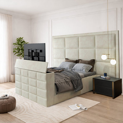  - Amberley Upholstered Cream Television Bed Frame