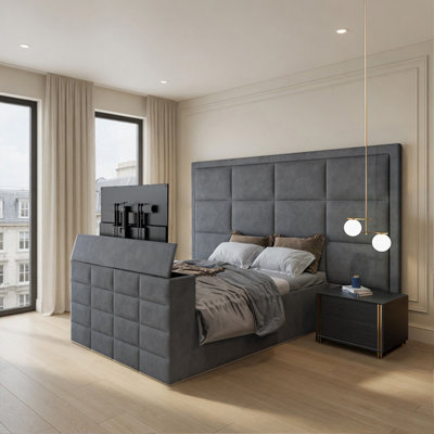  - Amberley Upholstered Grey Television Bed Frame