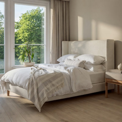  - Balmer Boucle Upholstered Ivory Bed Frame