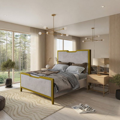  - Compton Metal Upholstered Pebble Bed Frame