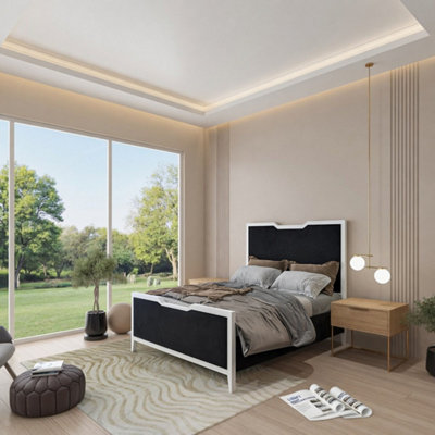  - Compton Metal Upholstered Black Bed Frame