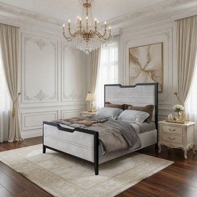  - Cullompton Luxury Metal & Fabric Silver Bed Frame