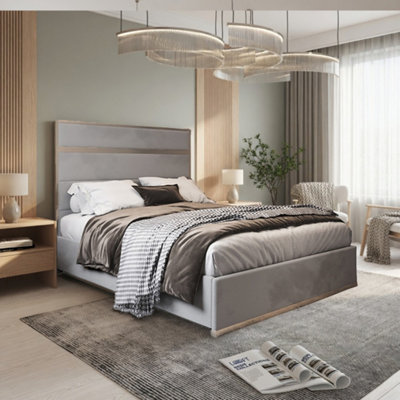  - Horringer Upholstered Soft Velvet Grey Metal Designer Bed Frame