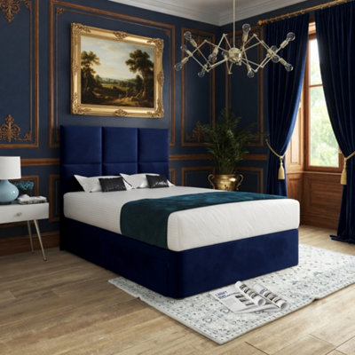  - Ixworth Upholserted Floorstanding Headboard Blue Designer Bed Frame