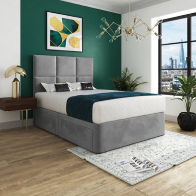  - Ixworth Upholserted Floorstanding Headboard Grey Designer Bed Frame