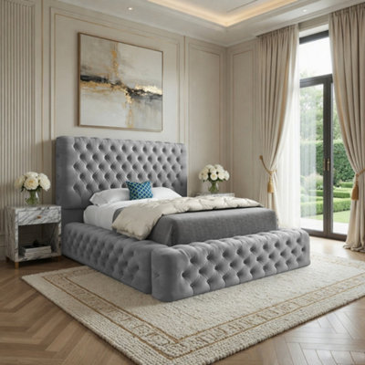  - Lockerbie Pleated Upholstery Grey Designer Bed Frame