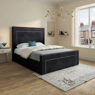  - Macclesfield Upholstered Black Soft Velvet Designer Bed Frame