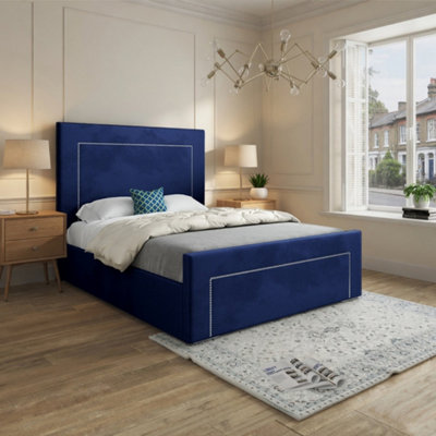  - Macclesfield Upholstered Blue Soft Velvet Designer Bed Frame