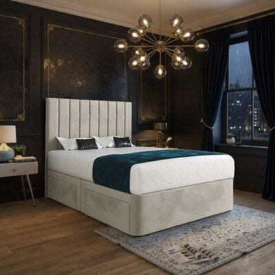  - Radstock Upholstered Beige Soft Velvet Designer Bed Frame