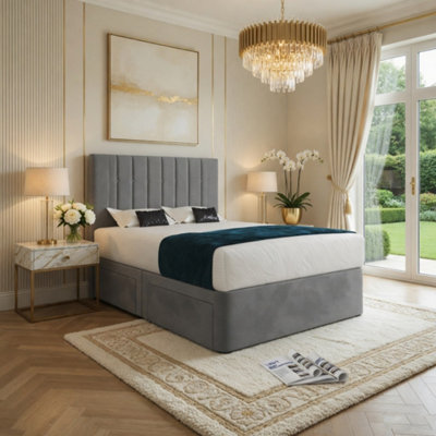  - Radstock Upholstered Grey Soft Velvet Designer Bed Frame