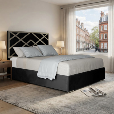  - Rochdale Upholstered Soft Velvet Black Metal Designer Bed Frame