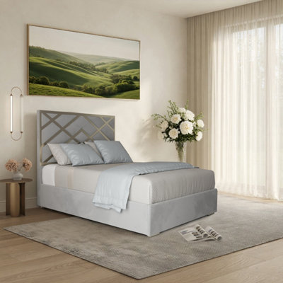  - Rochdale Upholstered Soft Velvet Grey Metal Designer Bed Frame