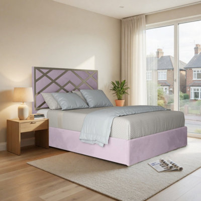  - Rochdale Upholstered Soft Velvet Pink Metal Designer Bed Frame