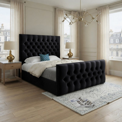  - Shawford Upholstered Black Soft Velvet Designer Bed Frame