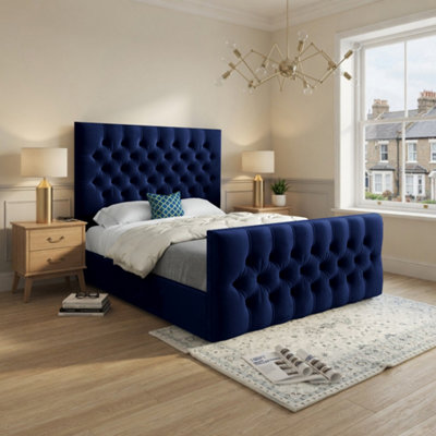  - Shawford Upholstered Blue Soft Velvet Designer Bed Frame
