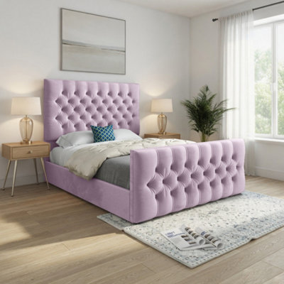  - Shawford Upholstered Pink Soft Velvet Designer Bed Frame