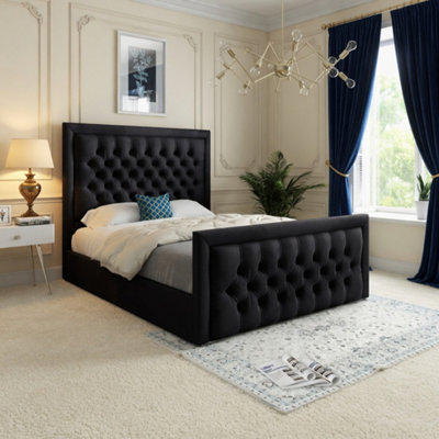  - Ugborough Upholstered Black Soft Velvet Designer Bed Frame