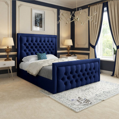  - Ugborough Upholstered Blue Soft Velvet Designer Bed Frame