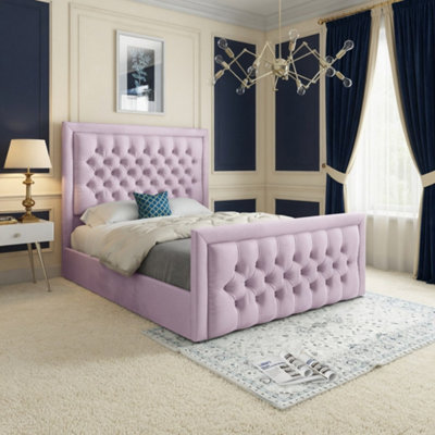  - Ugborough Upholstered Pink Soft Velvet Designer Bed Frame