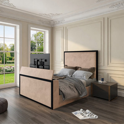  - Adisham Upholstered Electric Media Mink Tv Bed Frame