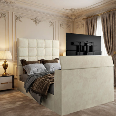  - Woolverstone Upholstered Cream Tv Bed Frame