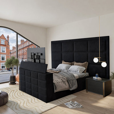  - Alwoodley Upholstered Black Television Bed Frame
