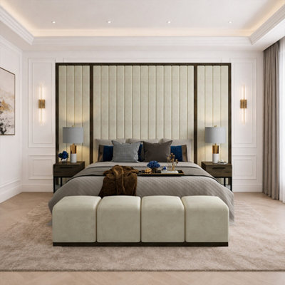  - Badingham Line Cream Wallboard Bed