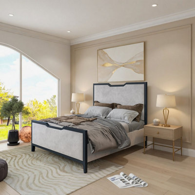  - Codford Metal Upholstered Grey Bed Frame
