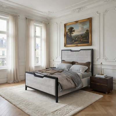  - Crundale Luxury Metal & Fabric Silver Bed Frame