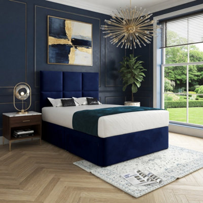  - Itchen Upholserted Floorstanding Headboard Blue Designer Bed Frame