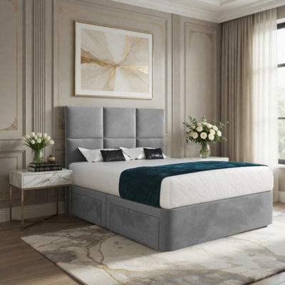  - Itchen Upholserted Floorstanding Headboard Grey Designer Bed Frame