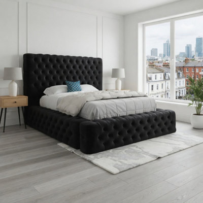  - Littleton Pleated Upholstery Black Designer Bed Frame