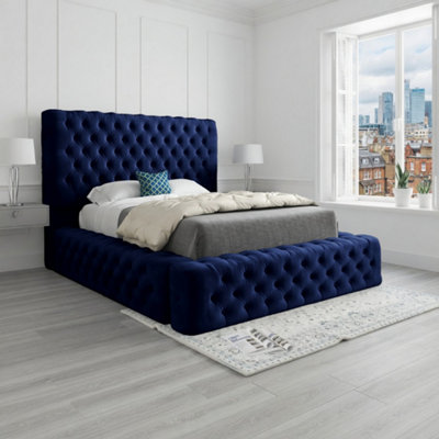  - Littleton Pleated Upholstery Blue Designer Bed Frame