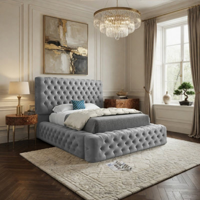  - Littleton Pleated Upholstery Grey Designer Bed Frame