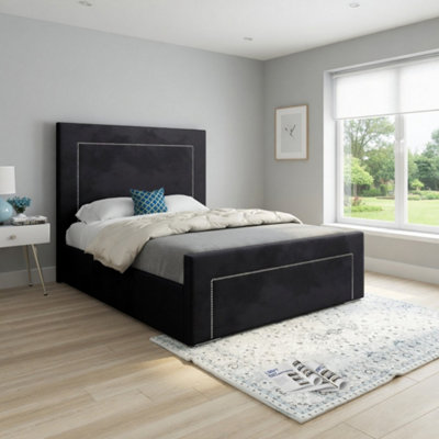  - Lyminge Upholstered Black Soft Velvet Designer Bed Frame