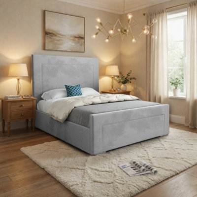  - Lyminge Upholstered Grey Soft Velvet Designer Bed Frame